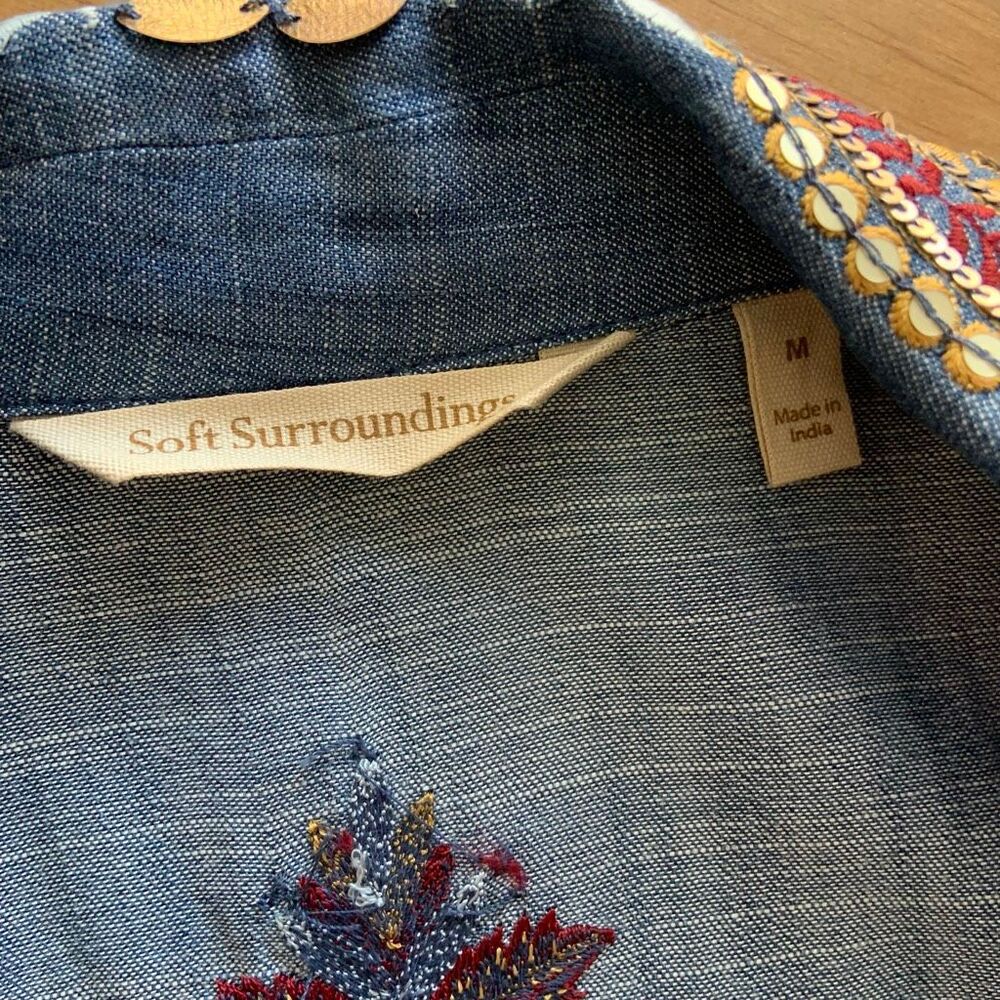 New✨ SOFT SURROUNDINGS Embroidered Tencel Topper (Sz M) - Picture 10 of 13